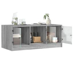 Berkfield Home Coffee Table with Glass Doors Grey Sonoma 102x50x42 cm - Size: 102 x 50 x 42 cm - thumbnail 5