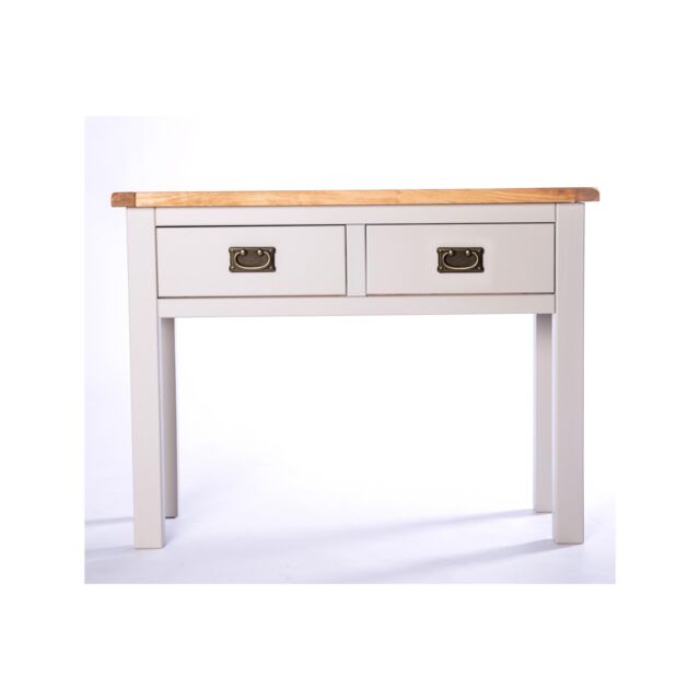 Cabinet Bits Argenta Light Grey 2 Drawer Console Table Brass Drop Handle - image 1