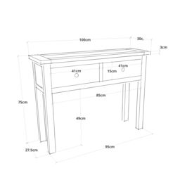 Cabinet Bits Argenta Light Grey 2 Drawer Console Table Brass Drop Handle - thumbnail 4