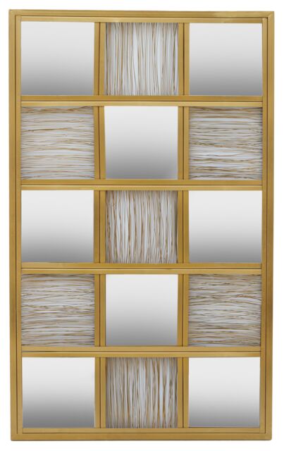 Orsina Stylish Wall Mirror, Wall Mirror with Check Design, Chic Wall Mirror For Modern Home Decor in Gold - image 1