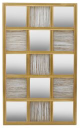 Orsina Stylish Wall Mirror, Wall Mirror with Check Design, Chic Wall Mirror For Modern Home Decor in Gold - thumbnail 1