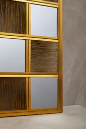 Orsina Stylish Wall Mirror, Wall Mirror with Check Design, Chic Wall Mirror For Modern Home Decor in Gold - thumbnail 4