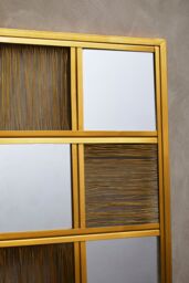 Orsina Stylish Wall Mirror, Wall Mirror with Check Design, Chic Wall Mirror For Modern Home Decor in Gold - thumbnail 3