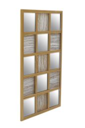 Orsina Stylish Wall Mirror, Wall Mirror with Check Design, Chic Wall Mirror For Modern Home Decor in Gold - thumbnail 5