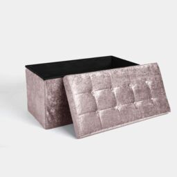 Home Republic Foldable Crushed Velvet Storage Ottoman in Pink - Size: 1 Seater - thumbnail 3