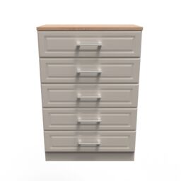 Ready Assembled 2 U Norfolk 5 Drawer Chest (Ready Assembled) in Taupe - Size: Large - thumbnail 2