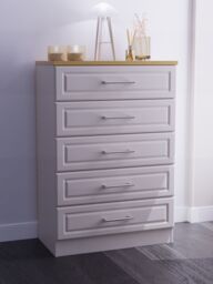 Ready Assembled 2 U Norfolk 5 Drawer Chest (Ready Assembled) in Taupe - Size: Large - thumbnail 1