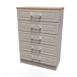 Ready Assembled 2 U Norfolk 5 Drawer Chest (Ready Assembled) in Taupe - Size: Large - thumbnail 4