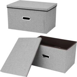 Havendro 1Pcs Foldable Storage Box with Lids 45x30x30cm Cube UK in Grey - Size: 45 x 30 x 30 cm - thumbnail 1