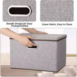Havendro 1Pcs Foldable Storage Box with Lids 45x30x30cm Cube UK in Grey - Size: 45 x 30 x 30 cm - thumbnail 4