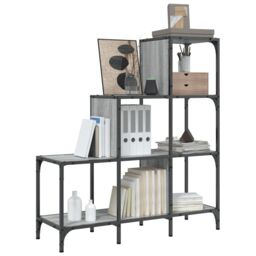 Berkfield Home Bookcase Grey Sonoma 92x30x102 cm Engineered Wood & Metal - Size: 92 x 30 x 102 cm - thumbnail 4