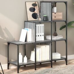 Berkfield Home Bookcase Grey Sonoma 92x30x102 cm Engineered Wood & Metal - Size: 92 x 30 x 102 cm - thumbnail 1