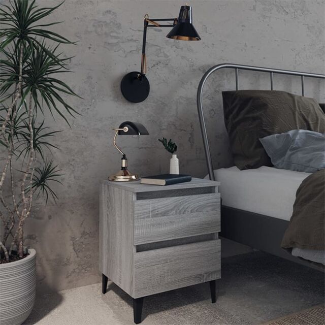 Berkfield Home Bed Cabinet with Metal Legs Grey Sonoma 40x35x50 cm - Size: 40 x 35 x 50 cm - image 1