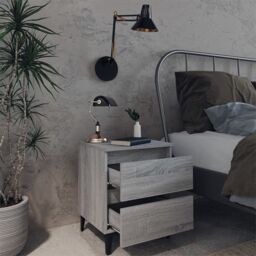 Berkfield Home Bed Cabinet with Metal Legs Grey Sonoma 40x35x50 cm - Size: 40 x 35 x 50 cm - thumbnail 6