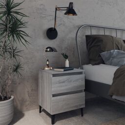 Berkfield Home Bed Cabinet with Metal Legs Grey Sonoma 40x35x50 cm - Size: 40 x 35 x 50 cm - thumbnail 1