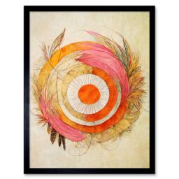 "Artery8 Wall Art Print Abstract Dreamcatcher With Feathers In Soft Pastel Palette Art Framed in Black - Size: W12"" x H16""" - thumbnail 1