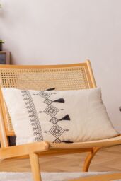 Furn Pritta 100% Cotton Embroidered Tasselled Cushion in Natural - Size: 40 cm x 60 cm - thumbnail 5