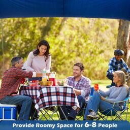 Costway 3 x 3 m Beach Canopy Shields Large Outdoor Picnic Tent Sun Shelter with 4 Sandbags in Blue - thumbnail 6