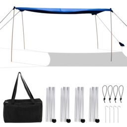 Costway 3 x 3 m Beach Canopy Shields Large Outdoor Picnic Tent Sun Shelter with 4 Sandbags in Blue - thumbnail 5
