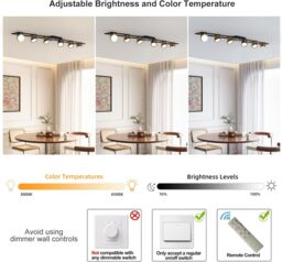 Garwarm Modern Dimmable LED Ceiling Lights Living Room in Black - thumbnail 4