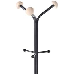 Wyld and Coco Tripod Coat Rack 176cm Black Steel with Fir Wood Accents 6 Hooks - thumbnail 3