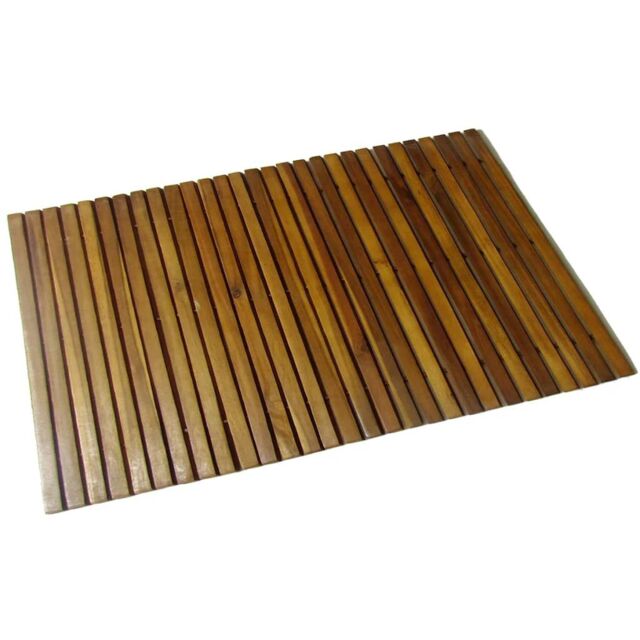 Berkfield Home Acacia Bath Mat 80 x 50 cm in Brown - image 1