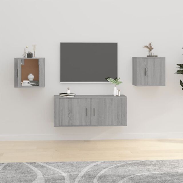 Berkfield Home Wall Mounted TV Cabinets 2 pcs Grey Sonoma 40x34.5x40 cm - image 1