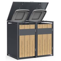 Phoenix Safe Company Phoenix Outdoor Double Wheelie Bin Store for 2 x 240L Bins, Oak Effect Metal Storage GB2200AW in Brown - Size: 800mm - thumbnail 4