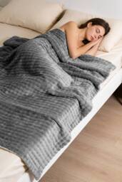 Living and Home Soft Polyester Throw Blanket in Grey - Size: Medium - thumbnail 2