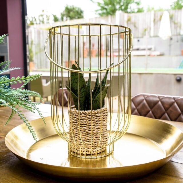 Madison & Mayfair Art Deco Style Large Round Wire Vase Lantern - Gold - image 1