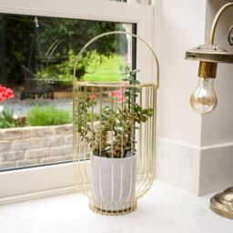 Madison & Mayfair Art Deco Style Large Round Wire Vase Lantern - Gold - thumbnail 2