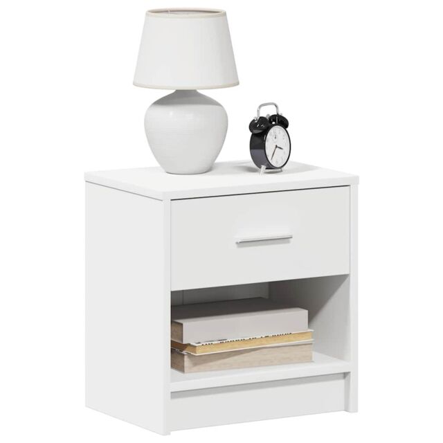Berkfield Home Bedside Cabinets 2 pcs with Drawer White 39x28x41 cm in Black - Size: 39 x 28 x 41 cm - image 1