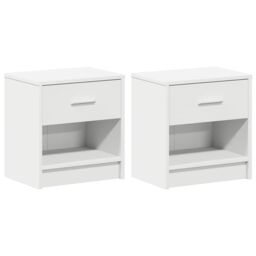 Berkfield Home Bedside Cabinets 2 pcs with Drawer White 39x28x41 cm in Black - Size: 39 x 28 x 41 cm - thumbnail 2