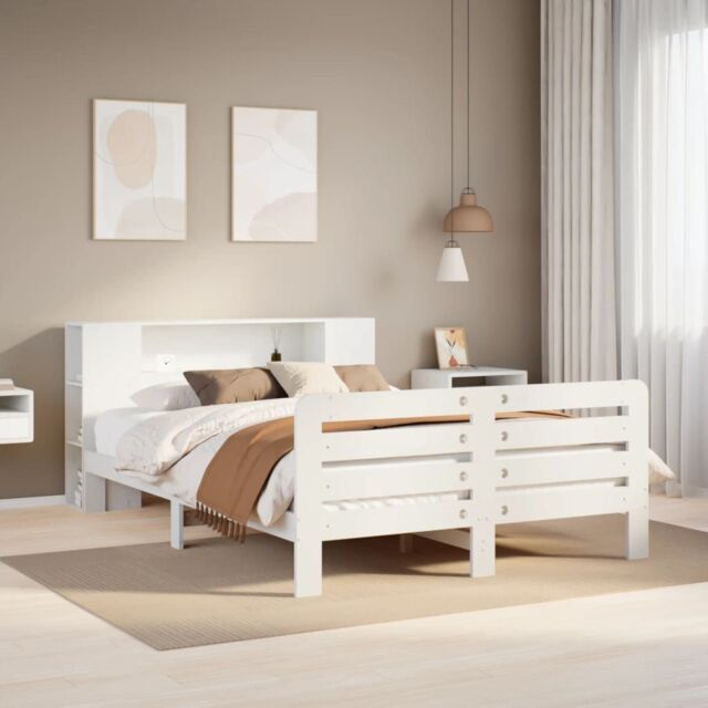 Berkfield Home Bed Frame without Mattress White 140x200 cm Solid Wood Pine - image 1