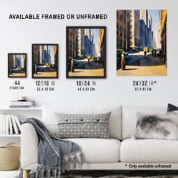 "Artery8 1930s 5th Avenue Street View Sunny New York Framed Art Print in Brown - Size: W12"" x H16""" - thumbnail 3