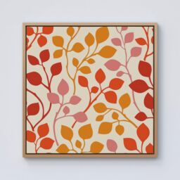Warren Reed - Designer Colorful Autumn Leaves Framed Canvas in Light Brown - Size: w10 inch x h10 inch - thumbnail 1