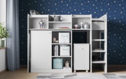 Flair Wizard Mid High Sleeper Workstation in White - Size: Single - thumbnail 4