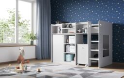 Flair Wizard Mid High Sleeper Workstation in White - Size: Single - thumbnail 3