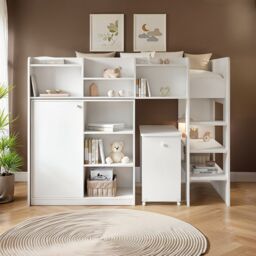 Flair Wizard Mid High Sleeper Workstation in White - Size: Single - thumbnail 2