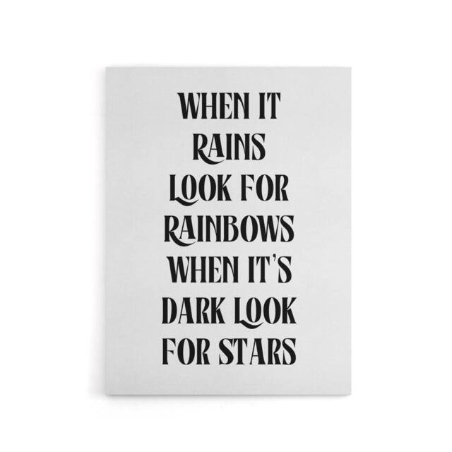 "Artery8 When It Rains Look For Rainbows When Dark Stars Canvas Wall Art Print in White - Size: W12"" x H16""" - image 1
