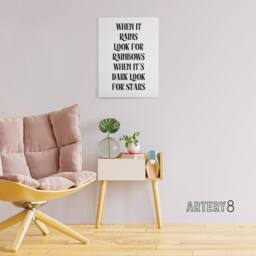 "Artery8 When It Rains Look For Rainbows When Dark Stars Canvas Wall Art Print in White - Size: W12"" x H16""" - thumbnail 3