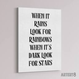 "Artery8 When It Rains Look For Rainbows When Dark Stars Canvas Wall Art Print in White - Size: W12"" x H16""" - thumbnail 2