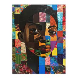 "Artery8 Colourful Patchwork Black Woman Portrait Beauty Wall Art Print - Size: W18"" x H24""" - thumbnail 1