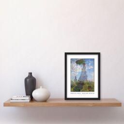 Artery8 Claude Monet Woman With A Parasol - Madame Monet & Her Son Impressionist Painting Artwork Framed Wall Art Print A4 in Black - thumbnail 2