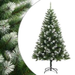 Berkfield Home Beautiful Artificial Hinged Christmas Tree with Flocked Snow 150 cm in Green - thumbnail 2