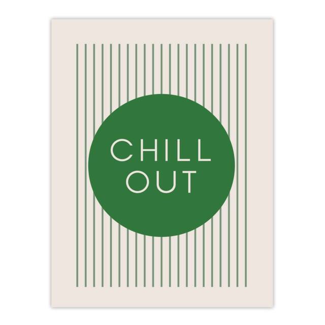 "Artery8 Chill Out Relax Green Circle Stripes Design Wall Art Print - Size: W12"" x H16""" - image 1