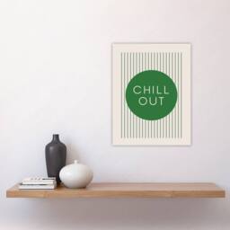 "Artery8 Chill Out Relax Green Circle Stripes Design Wall Art Print - Size: W12"" x H16""" - thumbnail 4
