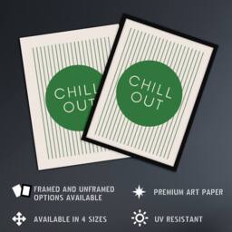 "Artery8 Chill Out Relax Green Circle Stripes Design Wall Art Print - Size: W12"" x H16""" - thumbnail 2