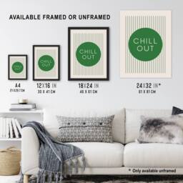 "Artery8 Chill Out Relax Green Circle Stripes Design Wall Art Print - Size: W12"" x H16""" - thumbnail 3