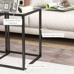 Wyld Haus Riraro Black Set of 2 Nesting Side Tables with Tempered Glass Tops - thumbnail 5